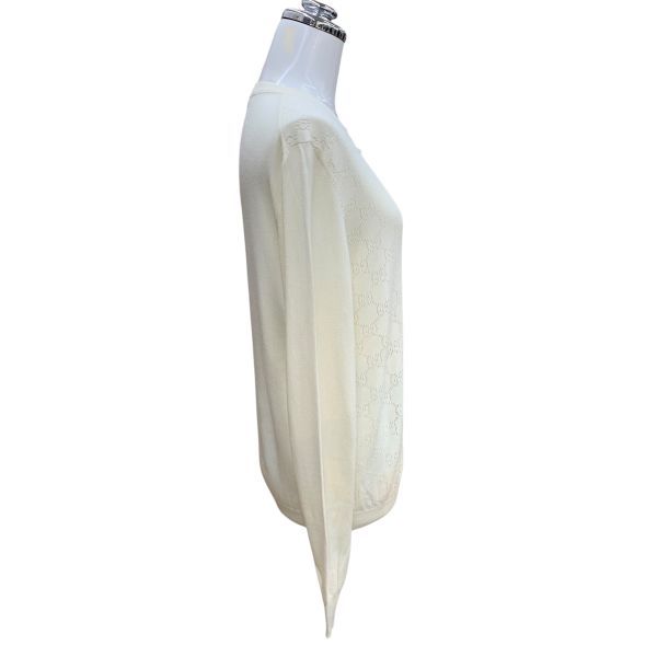 グッチ GUCCI カーディガン 長袖 ニット トップス 白 絹 綿 XS 7号 レディース H 5 X 018