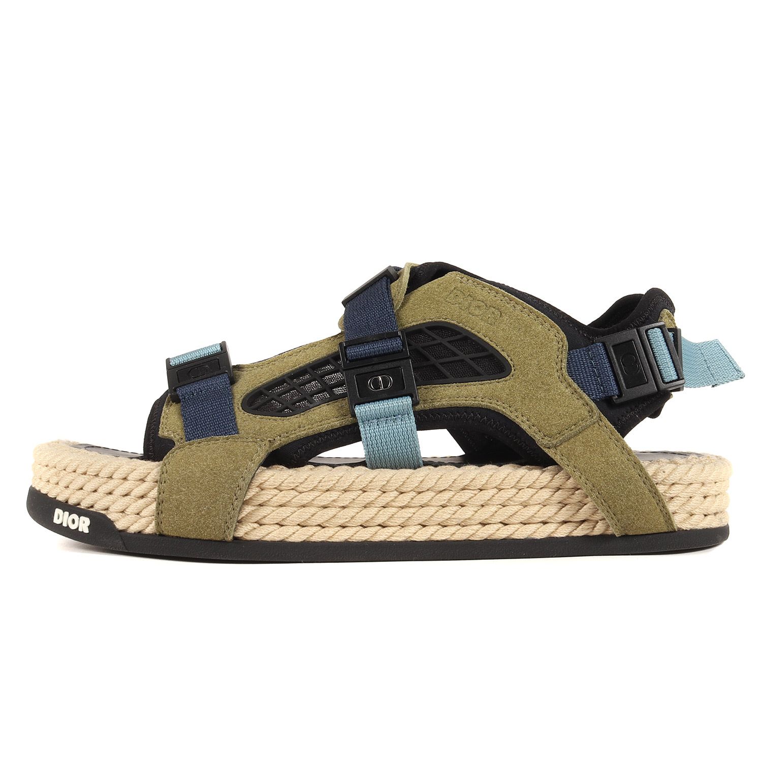 美品 Dior HOMME ディオールオム サイズ:39 21SS アトラス サンダル Atlas Sandals 3SA094ZIZ ジュートソール スエードレザー ナイロン コンビ ストラップ スポーツ カーキ イタリア製 ブランド シューズ
