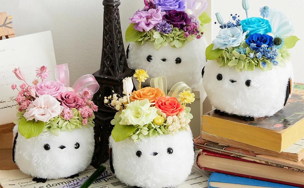 新品 花冠seina プリザーブドフラワー ふわふわ森のシマエナガ 敬老の日プレゼント 枯れないバラ 結婚祝い 誕生日 プレゼント フラワーギフト (イエロー)