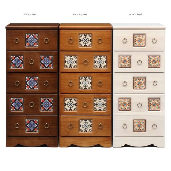 チェスト タンス 5段 幅44.5cm ホワイト 日本製 木製 桐材 アンティーク調 引き出し収納 ベッドルーム 寝室 完成品