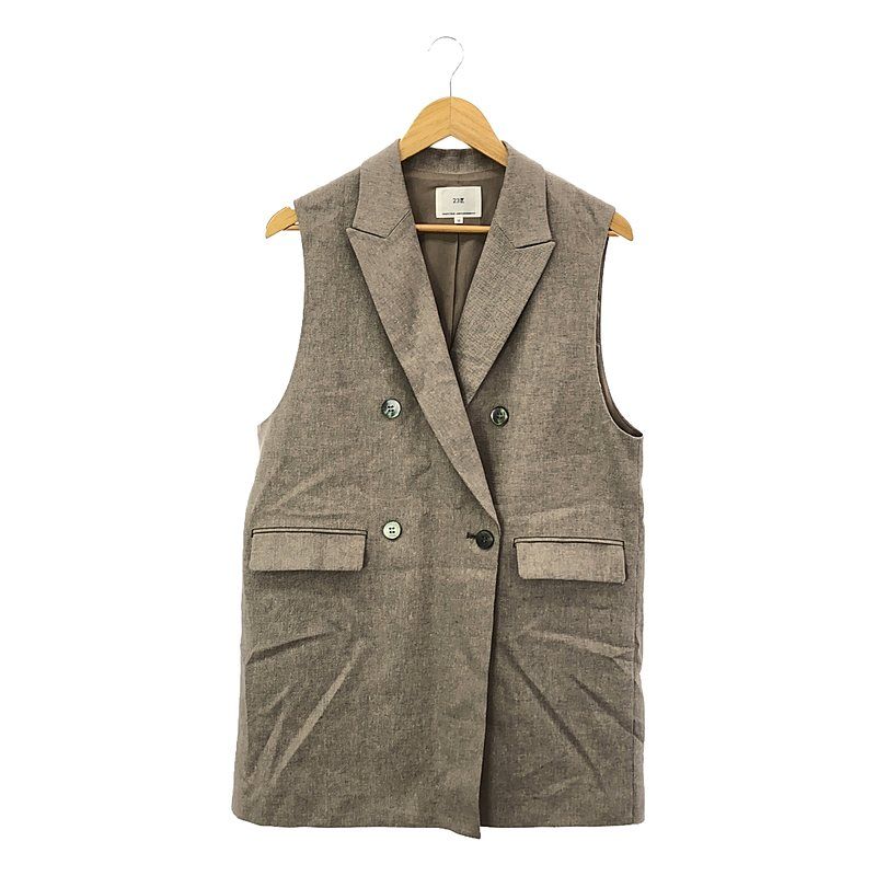 美品✨23区 NIJYUSANKU リネンミックスツイードジレ ベージュ 38 セットアップ対応】リネン ミックスツイード ジレ / 23区