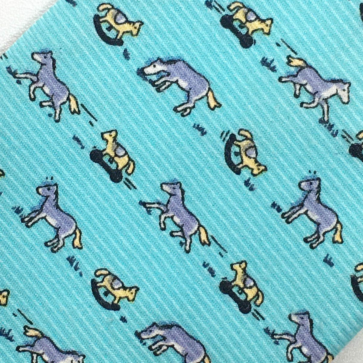 美品 エルメス HERMES ネクタイ シルク100% フランス製 ブルー