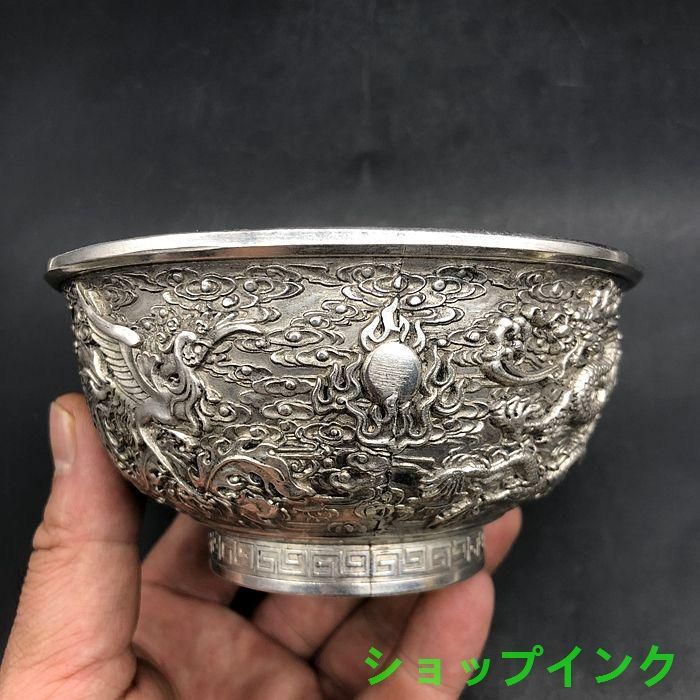 銅 細工 浮彫り 龍鳳碗 工芸品 置物 - メルカリ