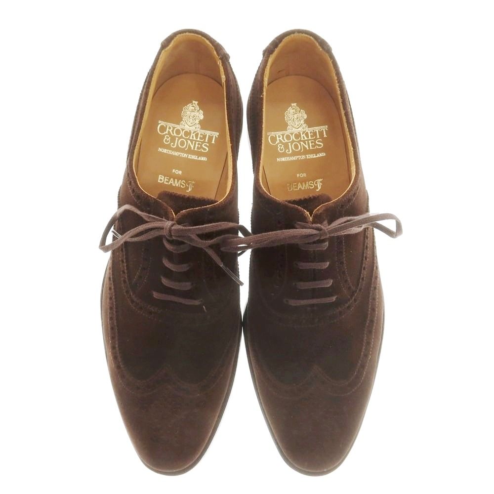 クロケットアンドジョーンズ -JONES BEAMS F別注 スエード ウイングチップ ドレスシューズ ダークブラウン サイズ7 1 2 E メンズ