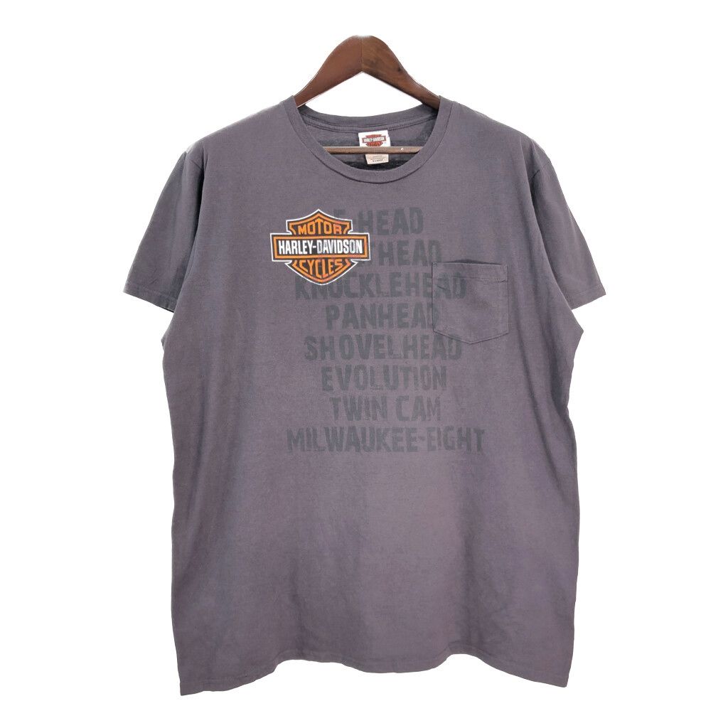 HARLEY DAVIDSON ハーレーダビッドソン ポケットＴシャツ グレー メンズ XL 古着 T0631