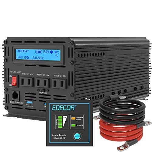 新着商品 EDECOA インバーター 純正弦波 1000W インバーター DC 12Vを100V 110V ACへ変換 50Hz|60Hz LCDディスプレイ及びリモコン搭載