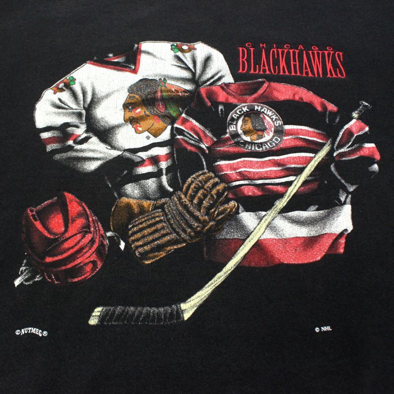 90s Champion シカゴ ブラックホークス スウェット M ブラック 90s USA製 NHL vintage シカゴ・ブラックホークス NUTMEG