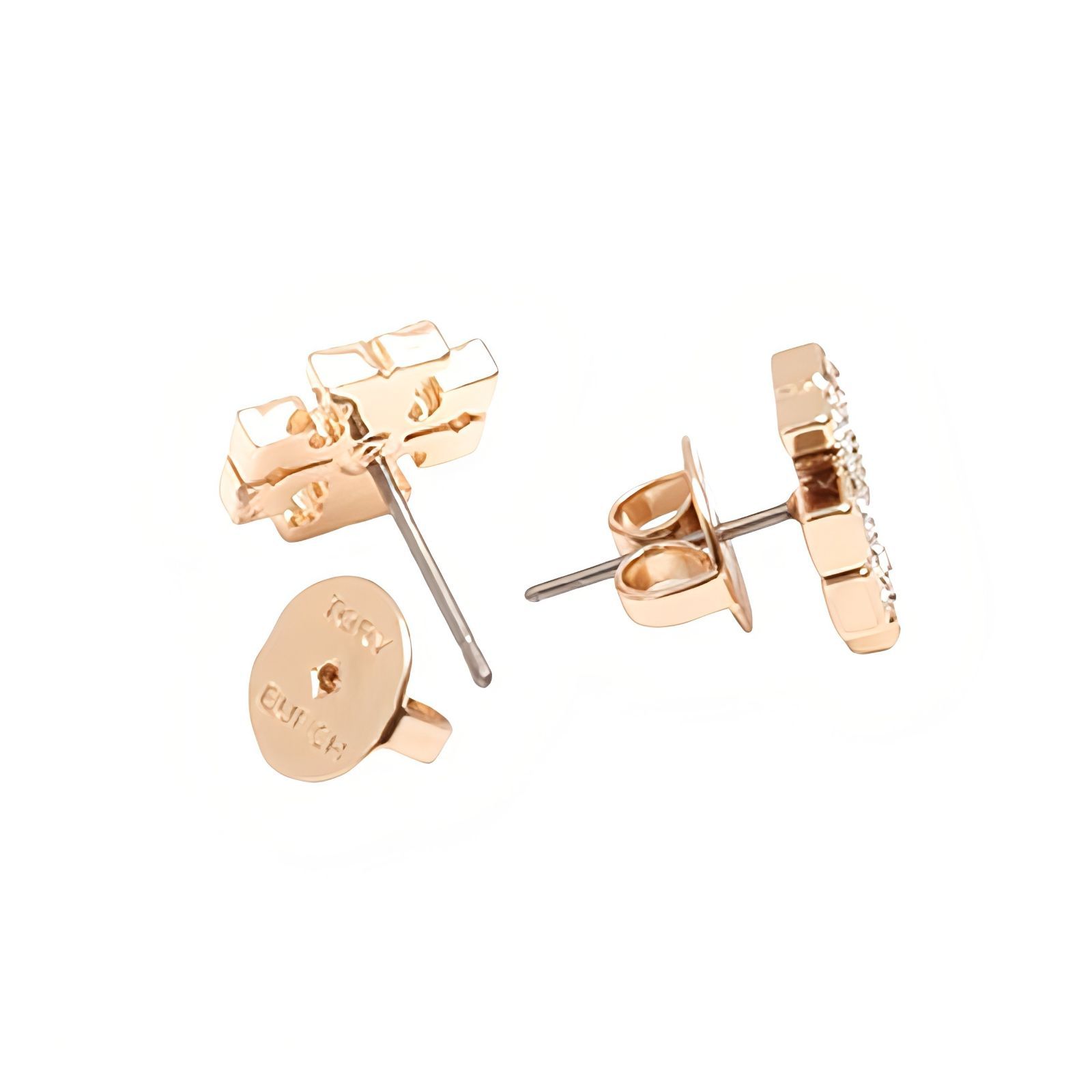 トリーバーチ TORY BURCH ピアス PAVE LOGO STUD EARRING ダブル