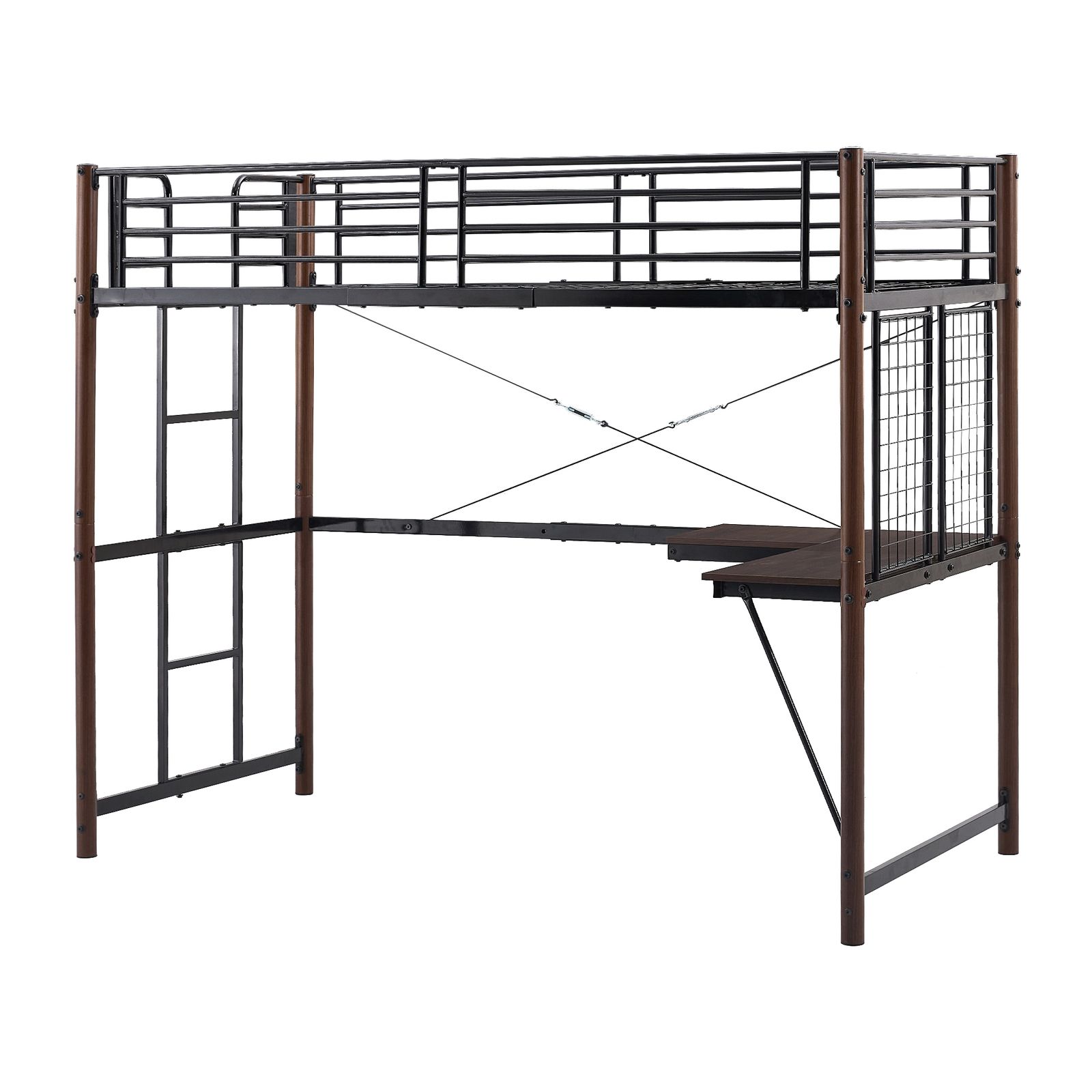 システムベット ロフトベッド シングル デスク・スチールネット付き