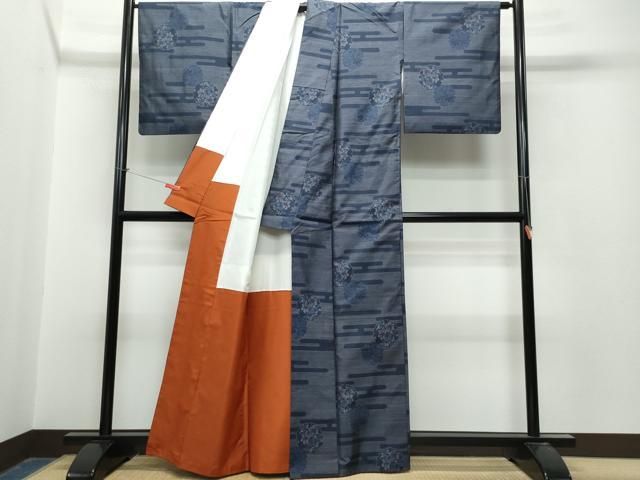 iwaka様 平和屋着物○本場大島紬 エ霞雪輪花文 正絹 逸品 CAAT6945vf