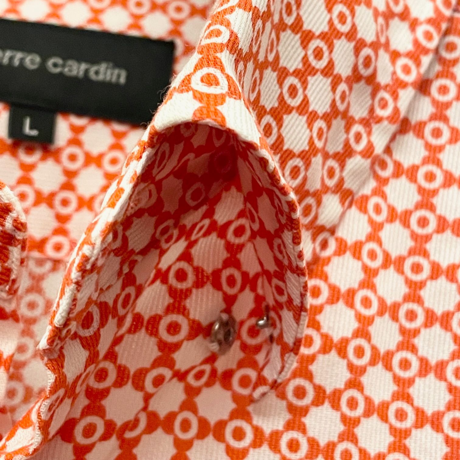 MADE IN JAPAN製 pierre cardin 長袖総柄ボタンダウンシャツ ホワイト 