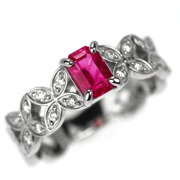 Pt900 ルビー ダイヤモンド リング 0.69ct D0.24ct