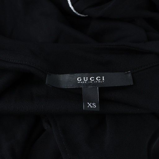 楽しませる グッチ GUCCI ミドルワンピース XS 黒 ブラック Vネック パイピング 半袖 フ 177781 X6125 MQ GY17 知識