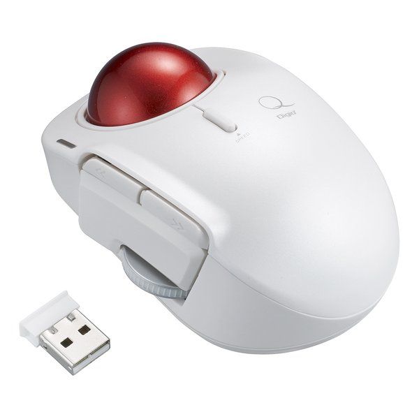 【新品】Nakabayashi  ナカバヤシ 無線小型5ボタン レーザー式人差し指トラックボール ホワイト MUS-TRLF184W (2585755)