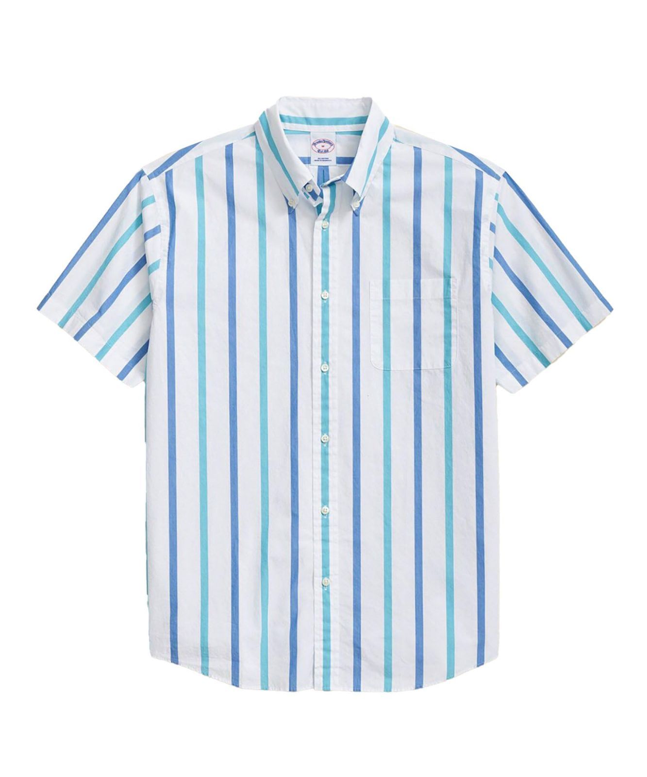 Size L_Color ホワイト|ブルー Brooks Brothers ブルックスブラザーズ コットンポプリン ショートスリーブ フライデーシャツ 100217879 ホワイト×ブルー L