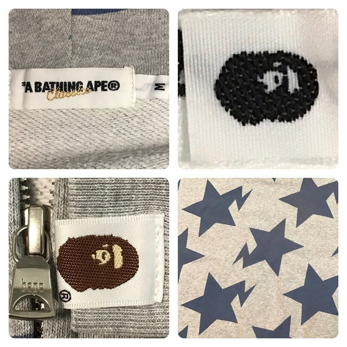 BAPE スター パーカー Mサイズ グレー × ブルー a bathing ape BAPE