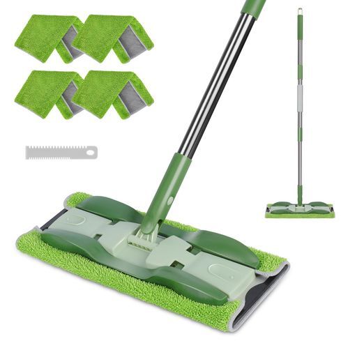 【赤字超特価，定番】 Masthomeモップ水拭きモップフローリングワイパー拭き掃除床拭きパッド4枚付き枚取替用収納便利360度回転乾湿両用腰曲げず片手操作掃除モップフラットモップフロアモップ掃除具家庭用業… その他