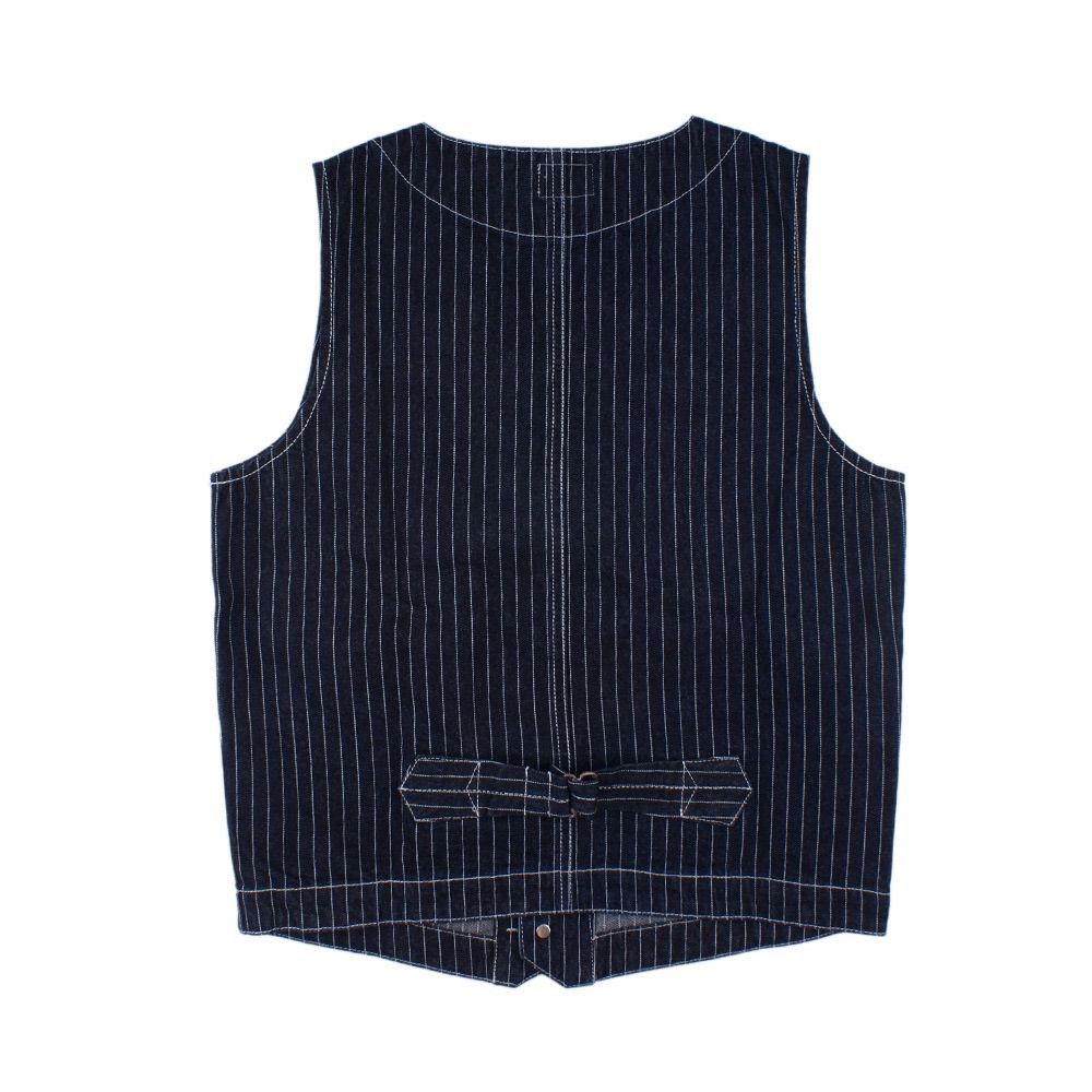 ✅新品　ウォバッシュ　デニム　アメカジ　ベスト　ジレ　ワーク　ストライプ　XL ✓新品 ウォバッシュデニムベスト ジレ ワークベスト アメカジ