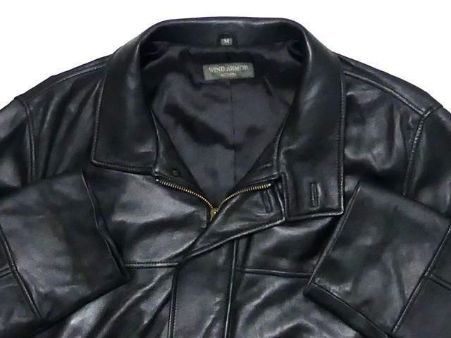 メンズ レザーステンカラーコート M 黒 ニチワ 本革 カーコート TY74