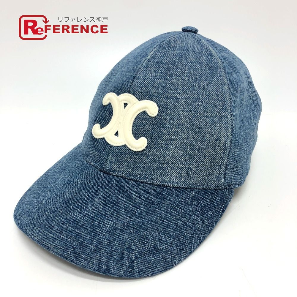 美品 CELINE トリオンフ帽子 ベースボールキャップ デニム ☆CELINE☆ セリーヌ トリオンフ ベースボールキャップ (CELINE