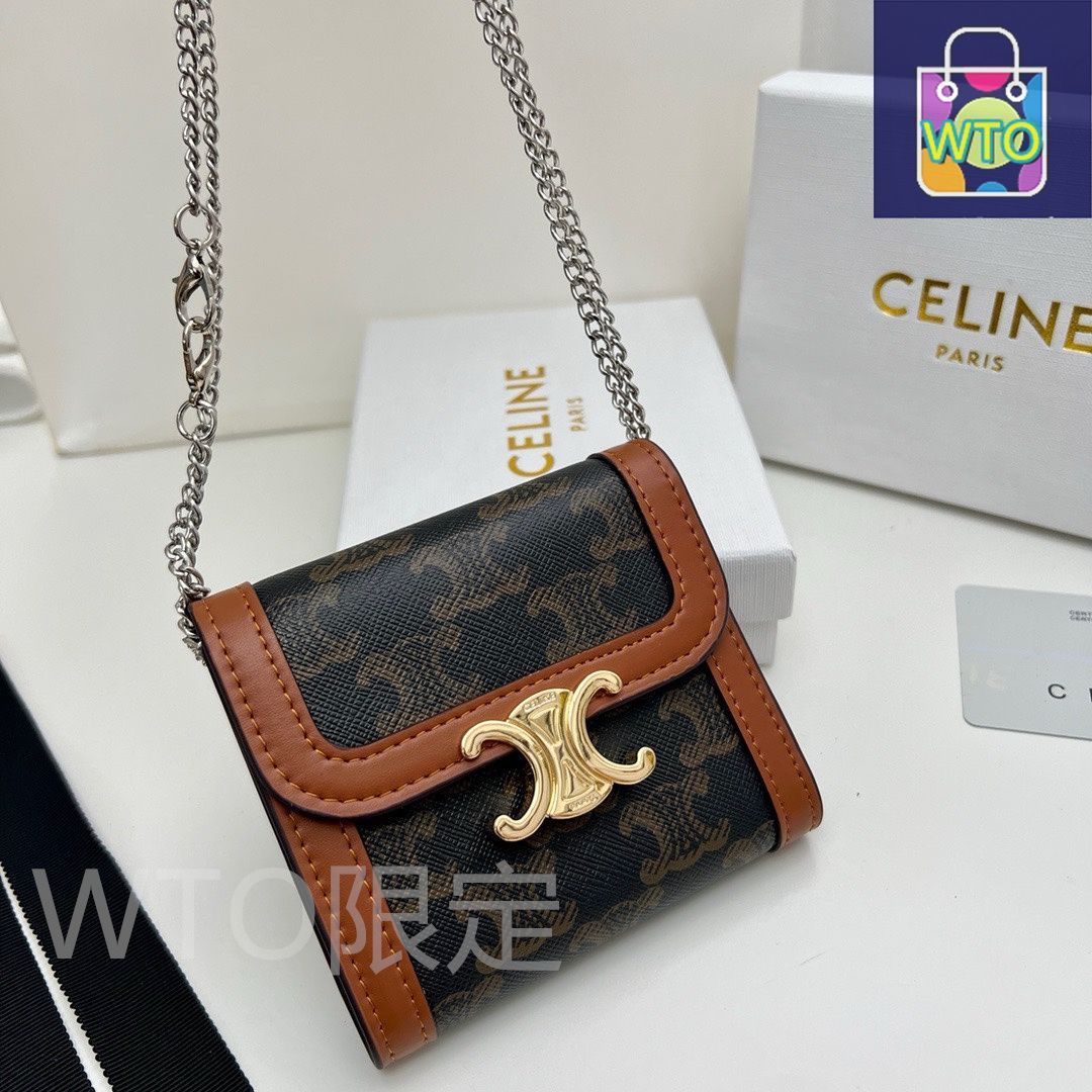 ☆人気☆【CELINE】☆トリオンフ ウォレット チェーンバッグ☆ CELINE☆チェーンウォレット トリオンフ カーフスキン☆関税込み