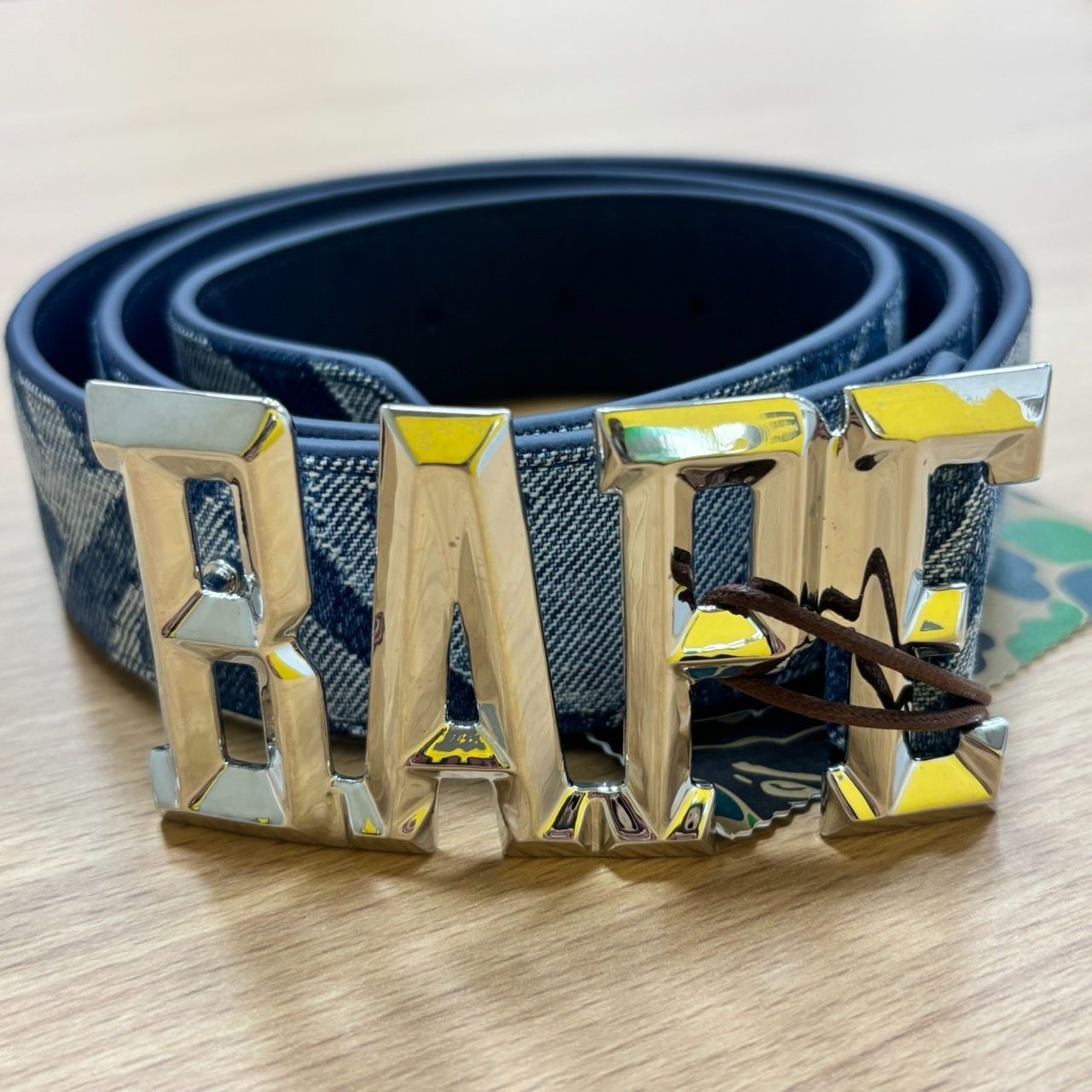 EL5 A BATHING APE アベイシングエイプ ロゴ バックル デニム BAPE モノグラム ベルト ブルー MK9246
