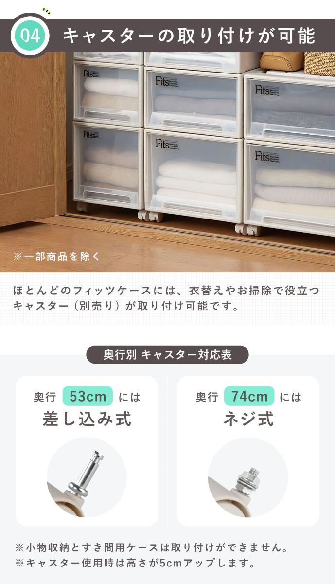 美品】天馬 Fitsケース 収納ケース 4個セットS・3M（カプチーノ） 美品