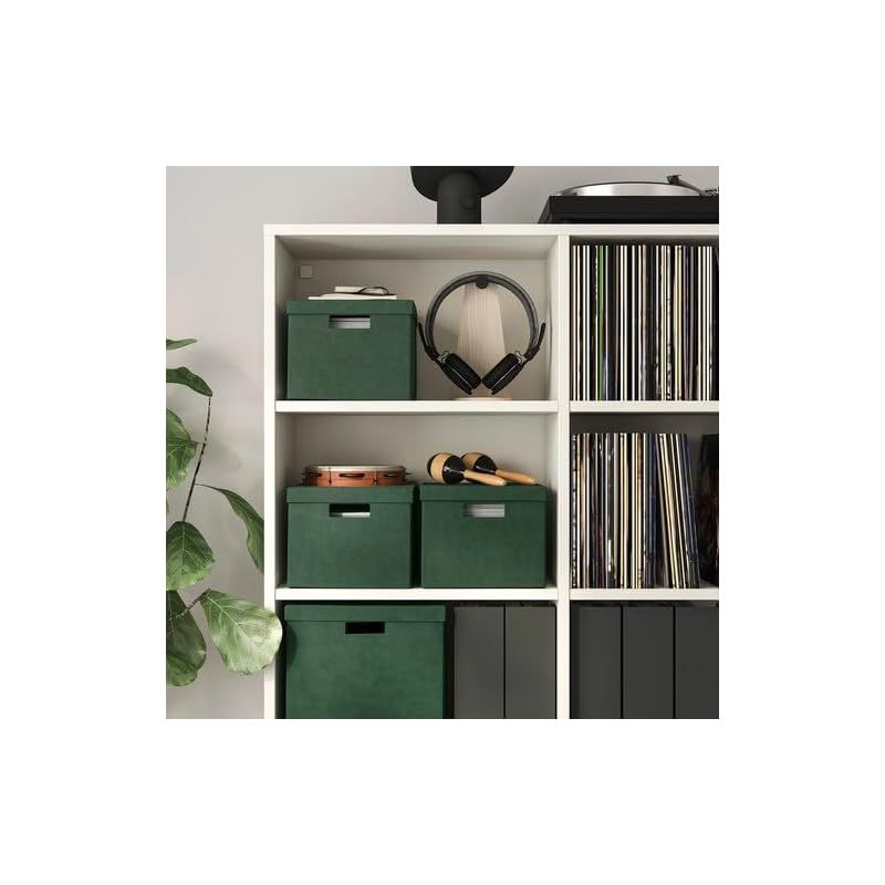 新品】 IKEA イケア 収納ボックス ふた付き ベルベット ダークグリーン