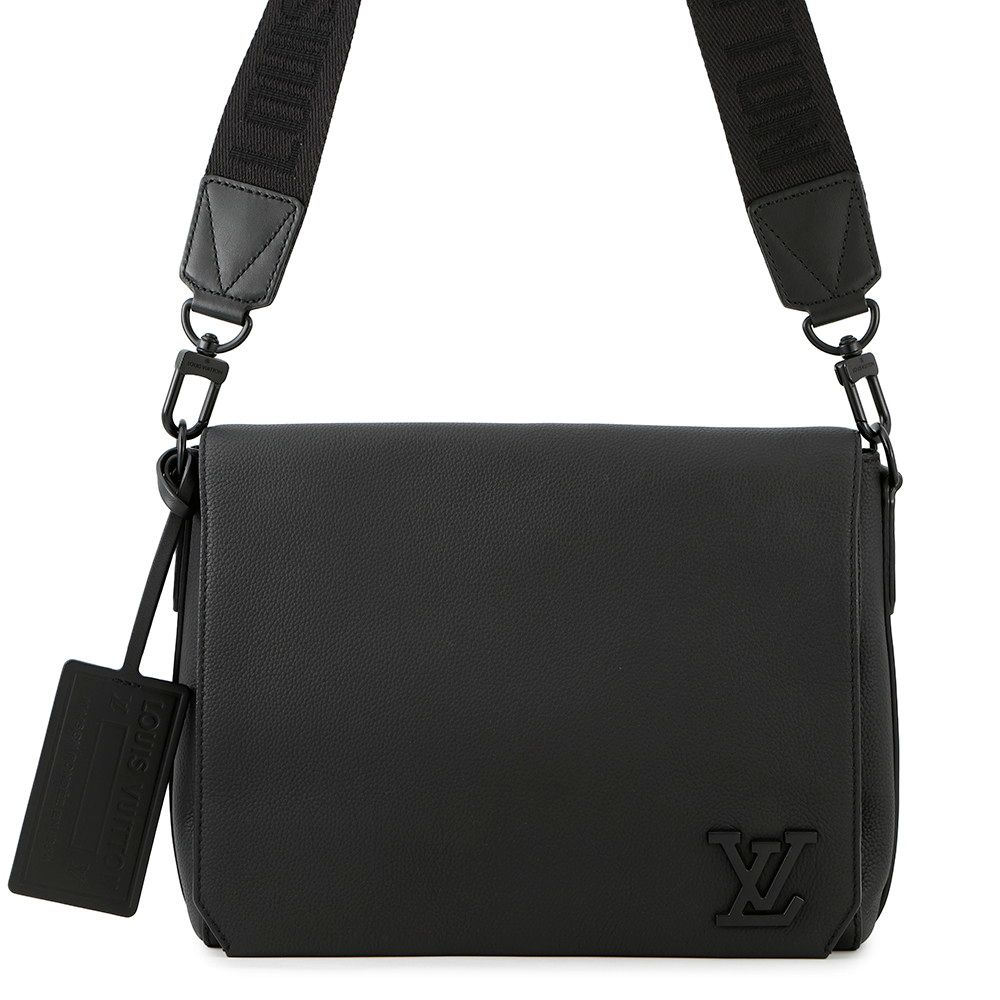 ルイヴィトン ショルダーバッグ グレインレザー テイクオフ メッセンジャー M57080 LOUIS VUITTON ブラック 黒