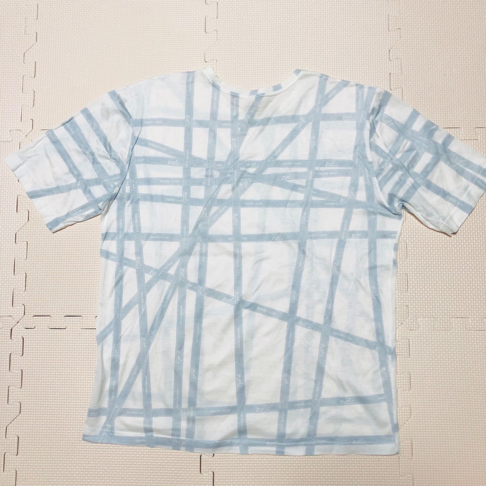 □良品□HERMES エルメス ボルデュック柄 Tシャツ 半袖 コットン