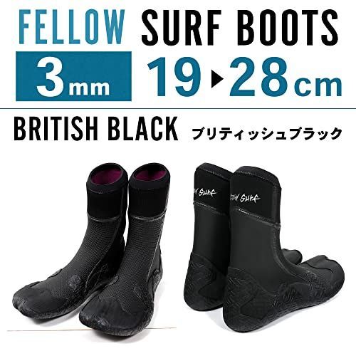 British Black_26cm FELLOW サーフブーツ 3mm 保温 裏起毛 メンズ