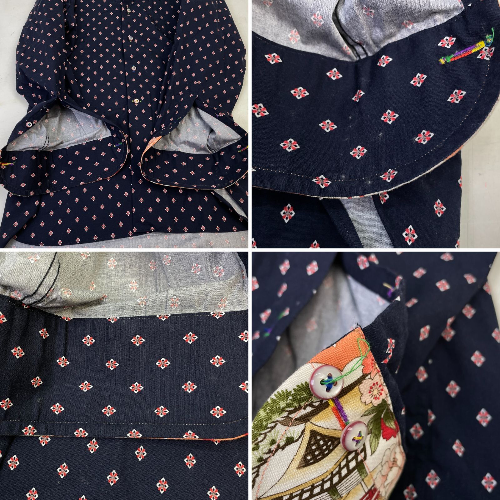 01m2604 LOUIS＆CLERK ルイス＆クラーク 柄シャツ ネイビー L