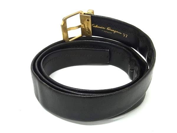 Salvatore Ferragamo フェラガモ レザー ゴールド金具 ベルト 表記サイズ 97 レディース ブラック系 DE3709