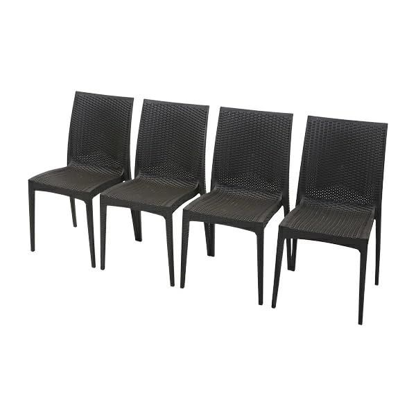 ブラックラタン風チェア2脚セット　肘なし ブラックラタン風チェア2脚セット 肘なし チェア 2脚セット 椅子 イス