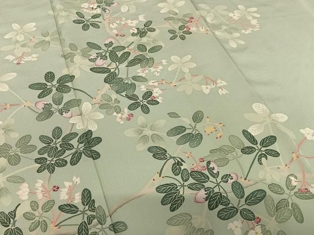 ［3929］訪問着 友禅 作家物 落款有 枝花文様 正絹 着物 袷 3929］訪問着 友禅 作家物 落款有 枝花文様 正絹 着物 袷