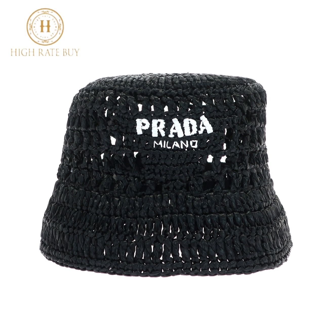 PRADA バケットハット バケハ ラフィア プラダ 麦わら PRADA バケットハット バケハ ラフィア プラダ 麦わら