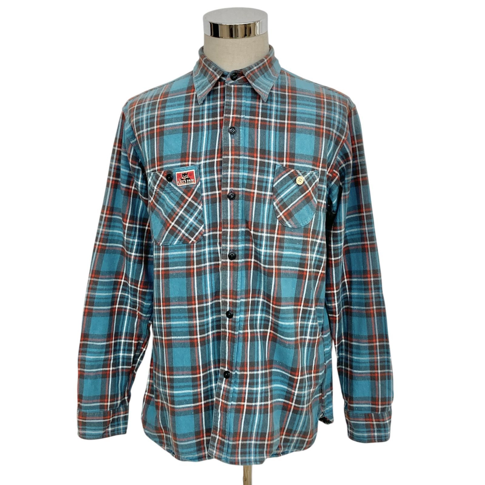 CAT’S PAW キャッツポウ ブルー チェック柄 シャツ XL LL