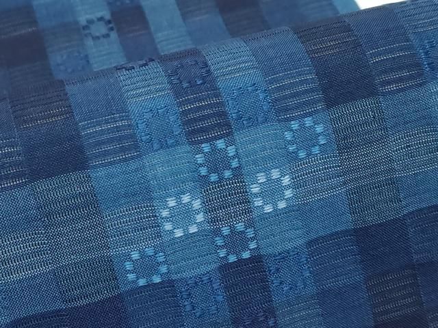 平和屋本店□希少 夏物 日本工芸会正会員 深石美穂 「潮の道」 市松花