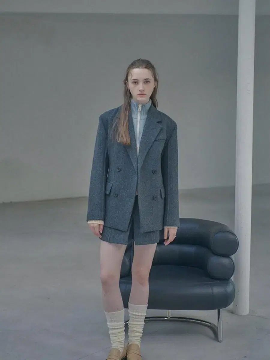 LOEUVRE ヘリンボーン ダブル ブレーザー