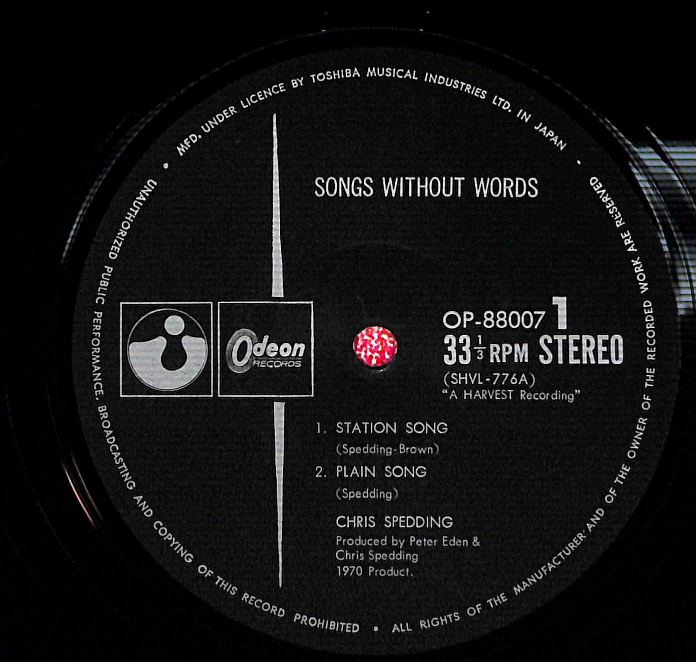 希少/帯付きLP】Chris Spedding Songs Without Words クリス
