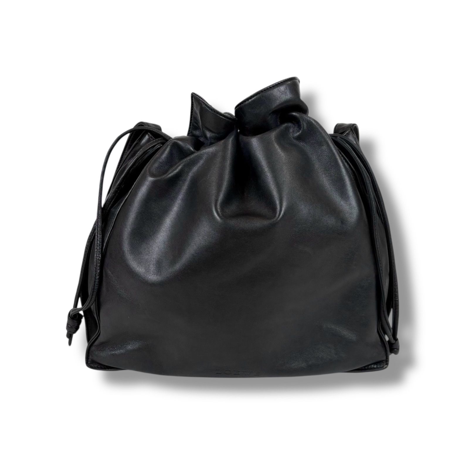 ロエベ LOEWE ショルダーバッグ フラメンコ ブラック 巾着型 ナッパ 
