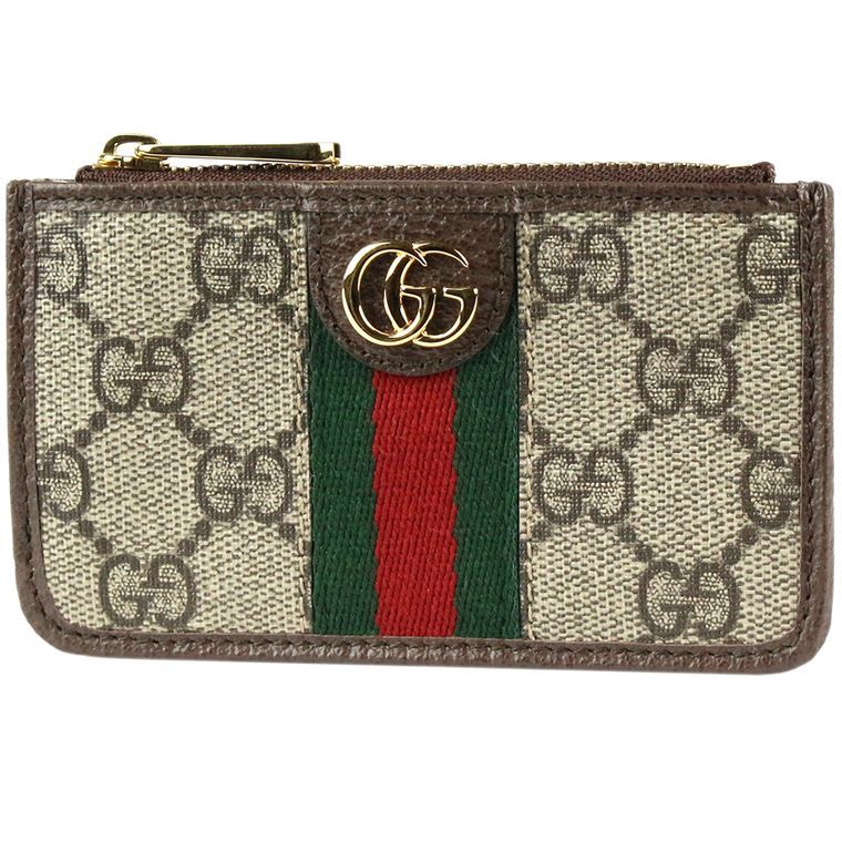 GUCCI|グッチ オフィディア ウェブ GGスプリーム コインケース|カードケース GGスプリームキャンバス×カーフレザー ベージュ×ブラウン×ゴールド金具 671723 品