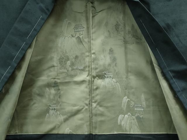 平和屋着物○男性 紬 アンサンブル 色無地 褐返色 正絹 逸品 未使用