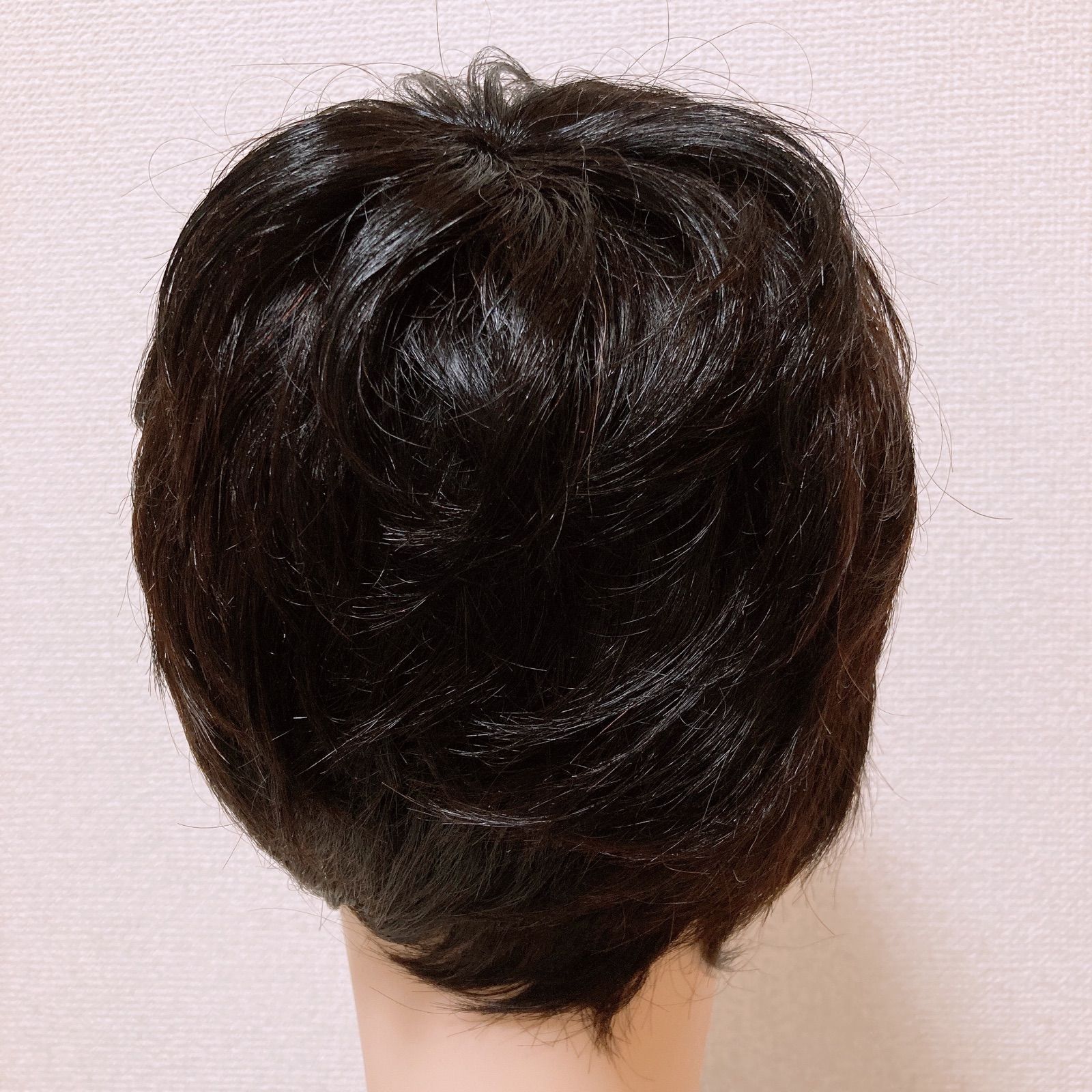 フルウィッグ ショート ヘアピース 人毛100% かつら 男性 ブラック 自然