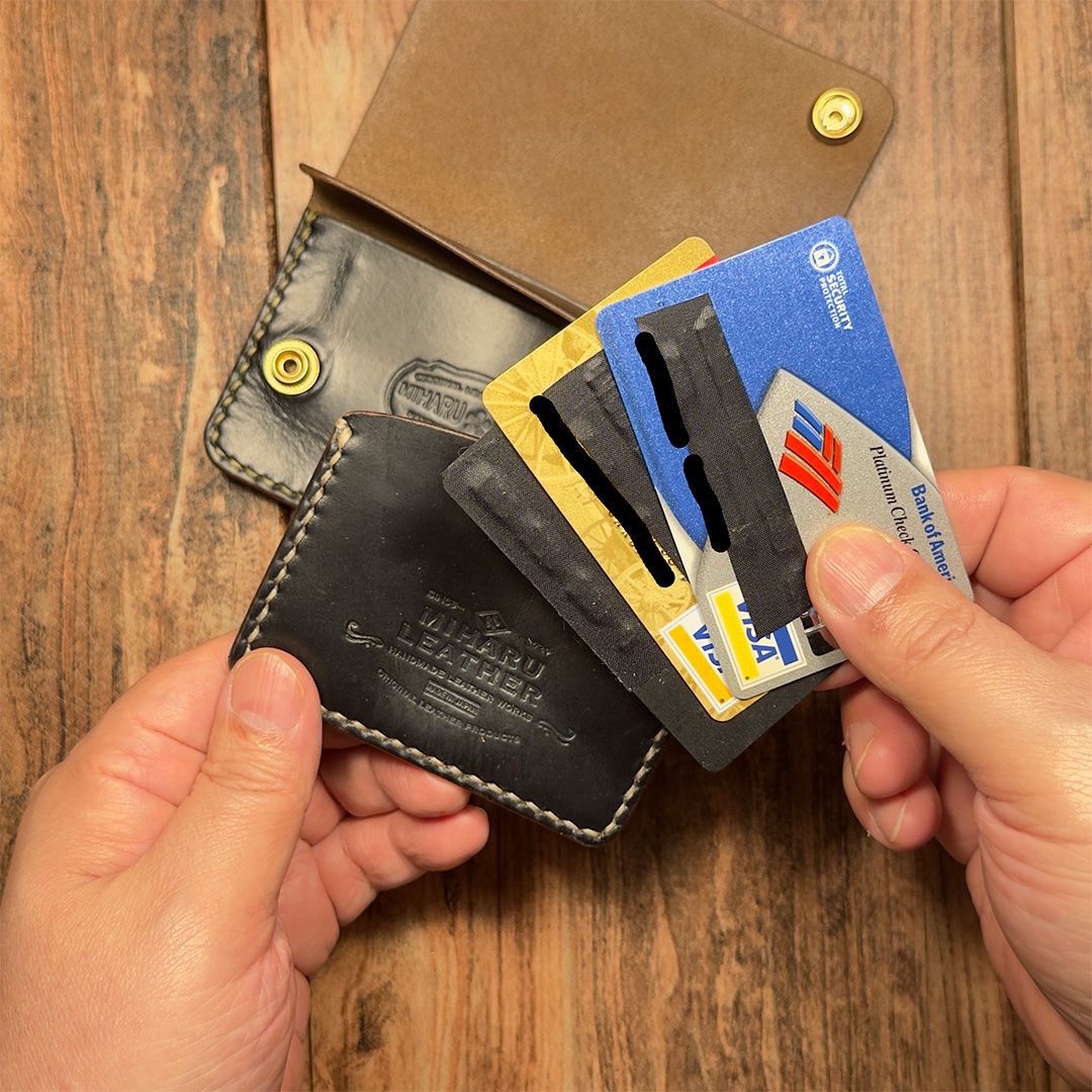 ブラック茶芯｜ ショートトラッカーウォレット｜カードケース付き