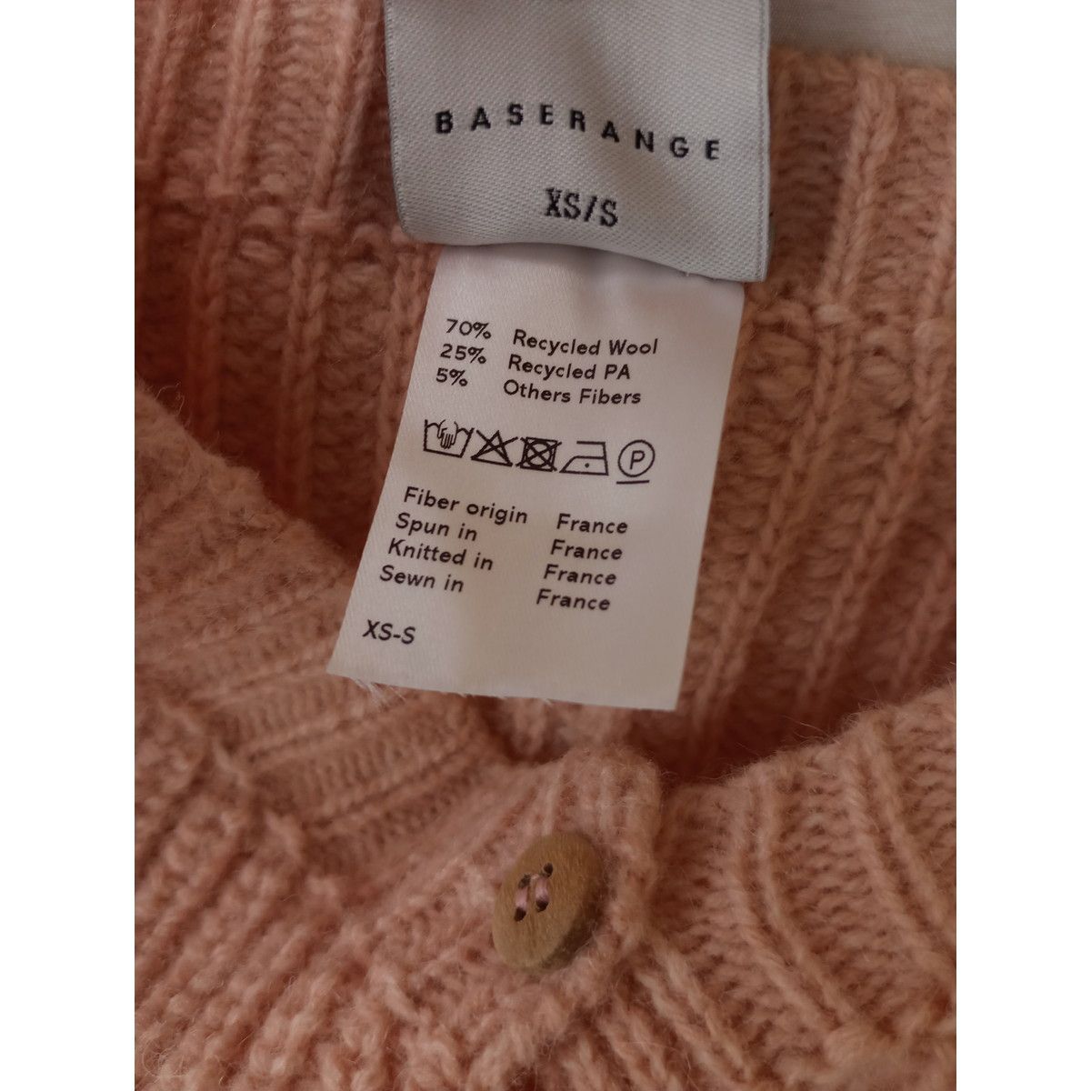 BASERANGE ベースレンジ Mea Cardigan ニット カーディガン 羽織 ピンク XS-S (85S+7527) 23F