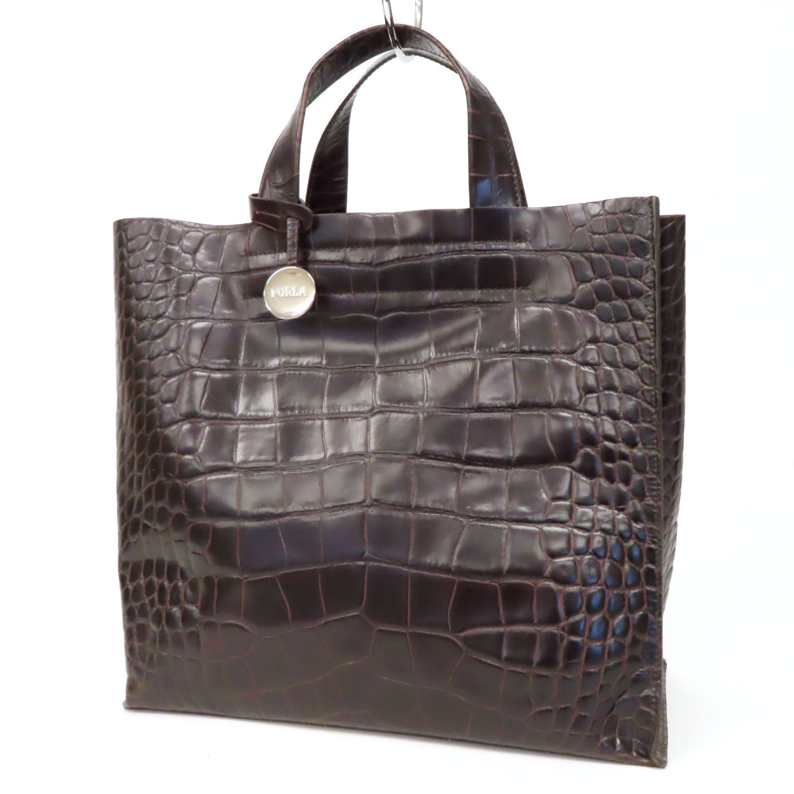 WG25027 新品同様 極美品 FURLA フルラ トートバッグ クロコ型