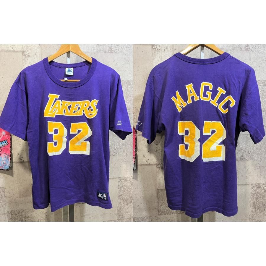 マジック•ジョンソン　NBA レイカーズ　Tシャツ　パープル マジック•ジョンソン NBA レイカーズ Tシャツ パープル Mitchell