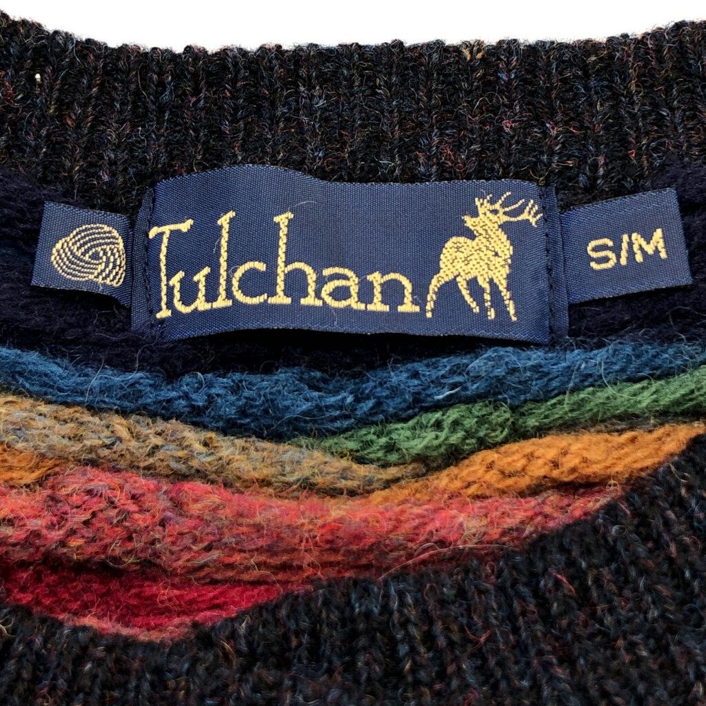 Tulchan 3Dニット ウールカーディガン マルチカラー(レディース M)中古 古着 U6471 Tulchan 3Dニット ウールカーディガン マルチカラー(レディース