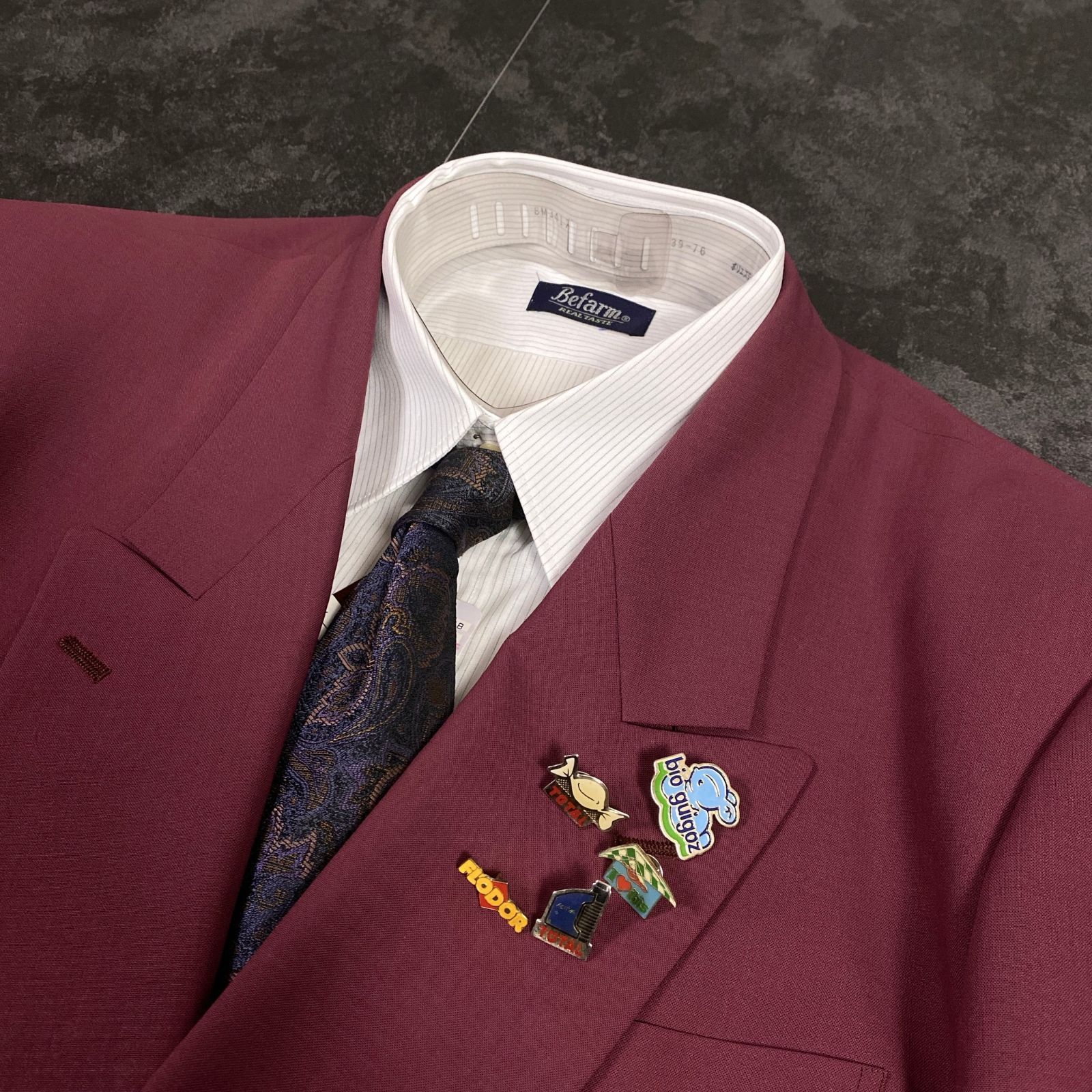 vintage】セットアップ ダブルスーツ ストライプ 捉える 成人式《早い 